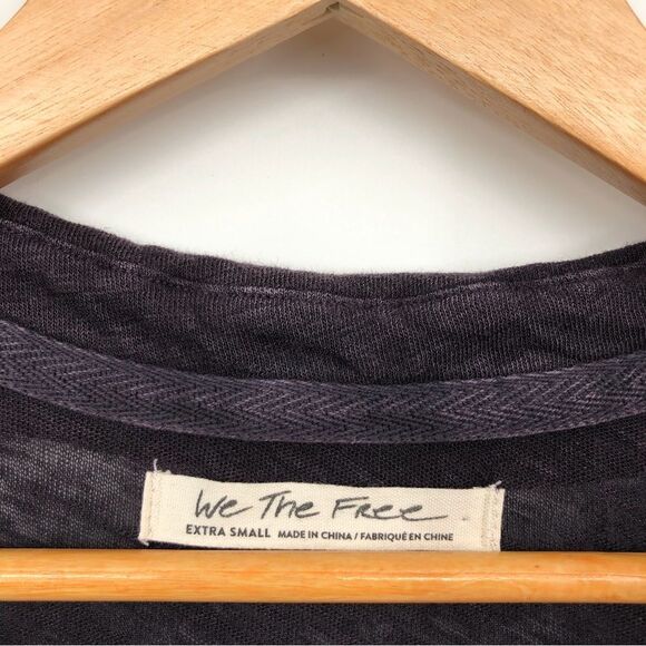 We the Free by FP The Posh Polo Tee Linen Blend Purple XS - Picture 5 of 9